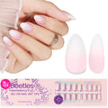 Beetles French Tip Press On Nails Ombre Pink Extra Short Almond 224 Pcs 16 Sizes 4 in 1 Kit