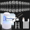 Beetles Gel Nail Kit Etch-X Almond Medium — 500pcs, 12 Sizes, Mini 5-in-1 Glue Lamp