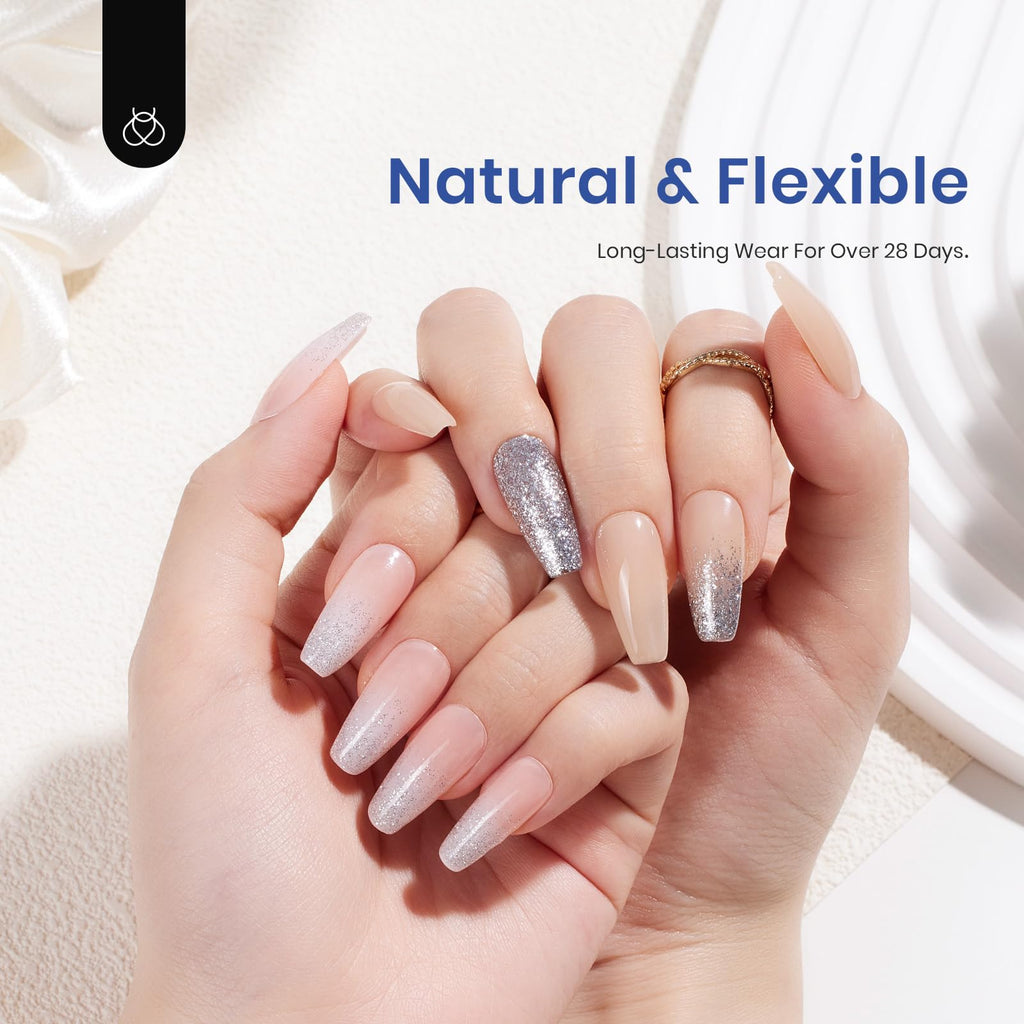 Beetles Gel Nail Kit Etch-X: 504-piece Medium Coffin Tips, 5-in-1 Glue Gel & LED Lamp for DIY Nail Extensions
