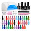 Beetles Gel Nail Polish Kit with UV/LED Lamp — 31-Piece DIY Mani Set (20 Colors + Base & Top Coats)