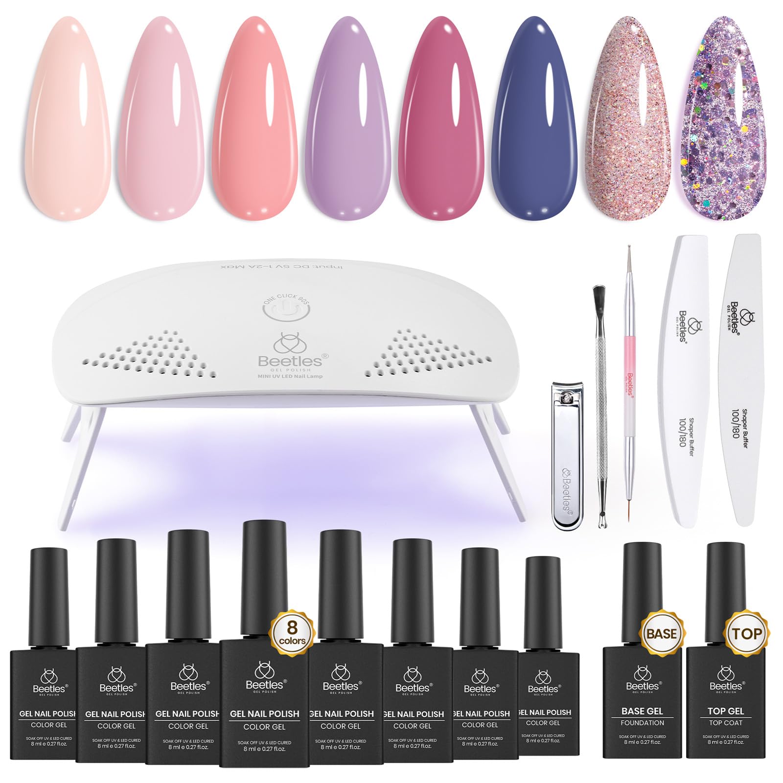 Beetles Gel Nail Polish Kit with UV Light – DIY Home Manicure Starter