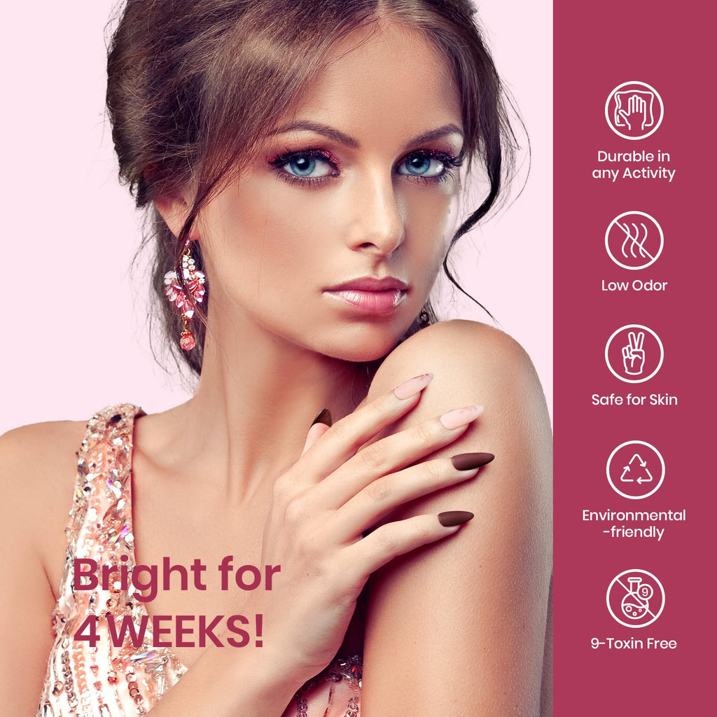 Beetles Gel Nail Polish Set Plum Burgundy & Glitter – 6-Piece Kit (Soak Off, UV/LED)