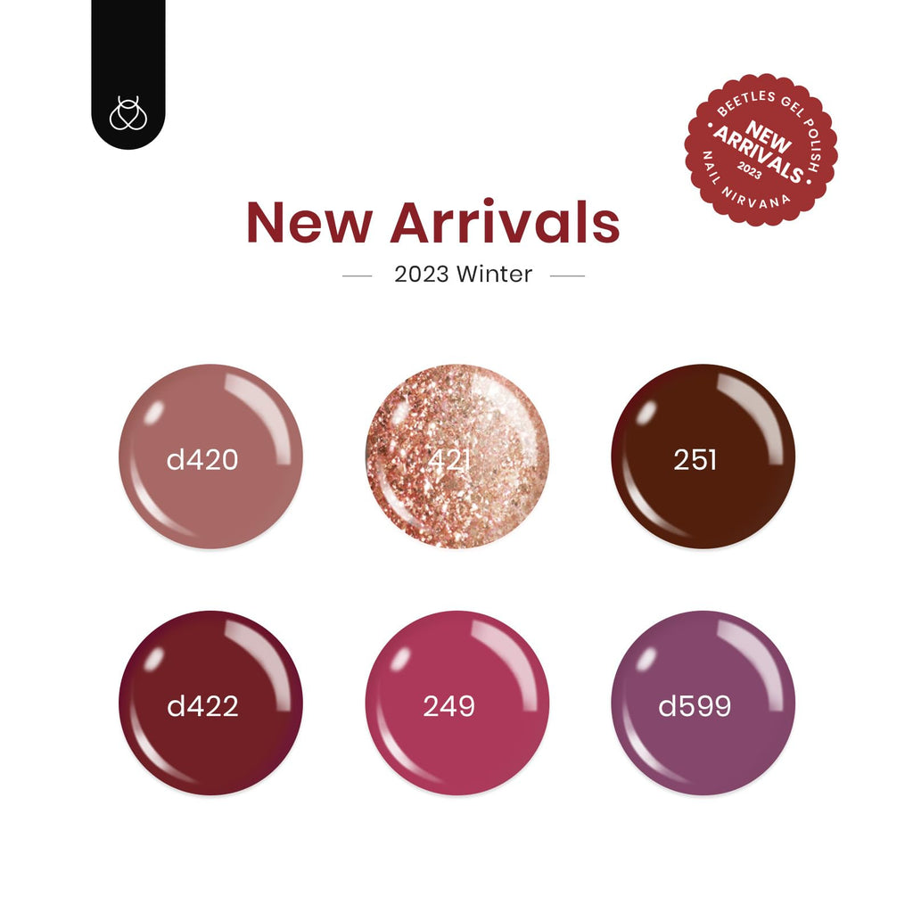 Beetles Gel Nail Polish Set Plum Burgundy & Glitter – 6-Piece Kit (Soak Off, UV/LED)