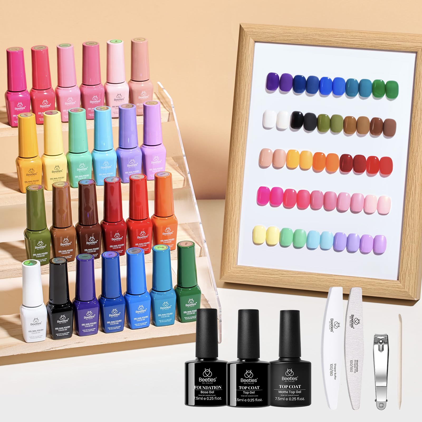 Beetles Gel Nail Polish — Seasons Impressions Collection (25 Colors) UV Gel Kit with Base & Top Coats