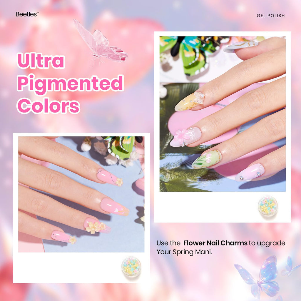 Beetles Gel Nail Polish Set – 28 Pcs Pastel Macaron Colors with Base/Top Coats & Charms