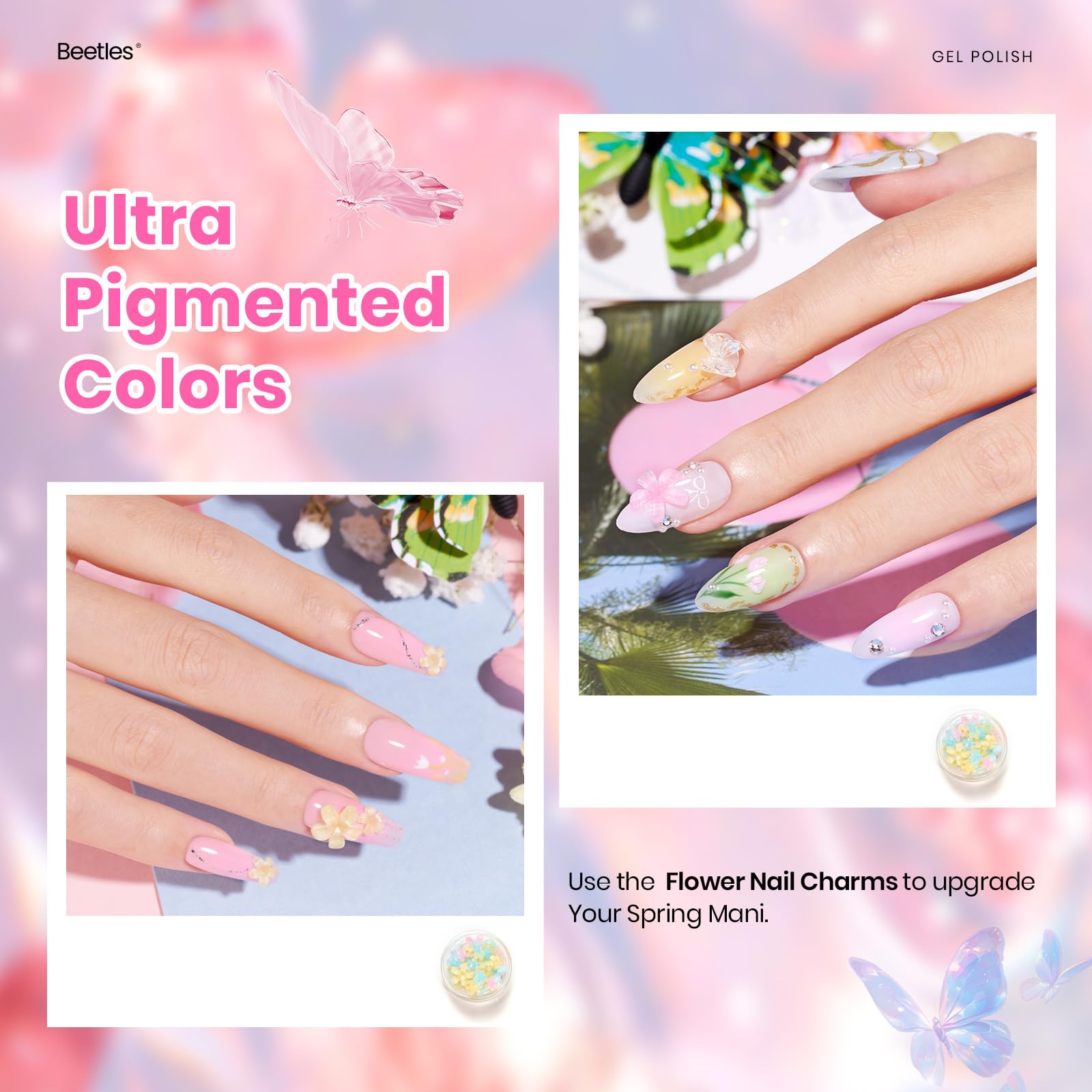 Beetles Gel Nail Polish Set – 28 Pcs Pastel Macaron Colors with Base/Top Coats & Charms