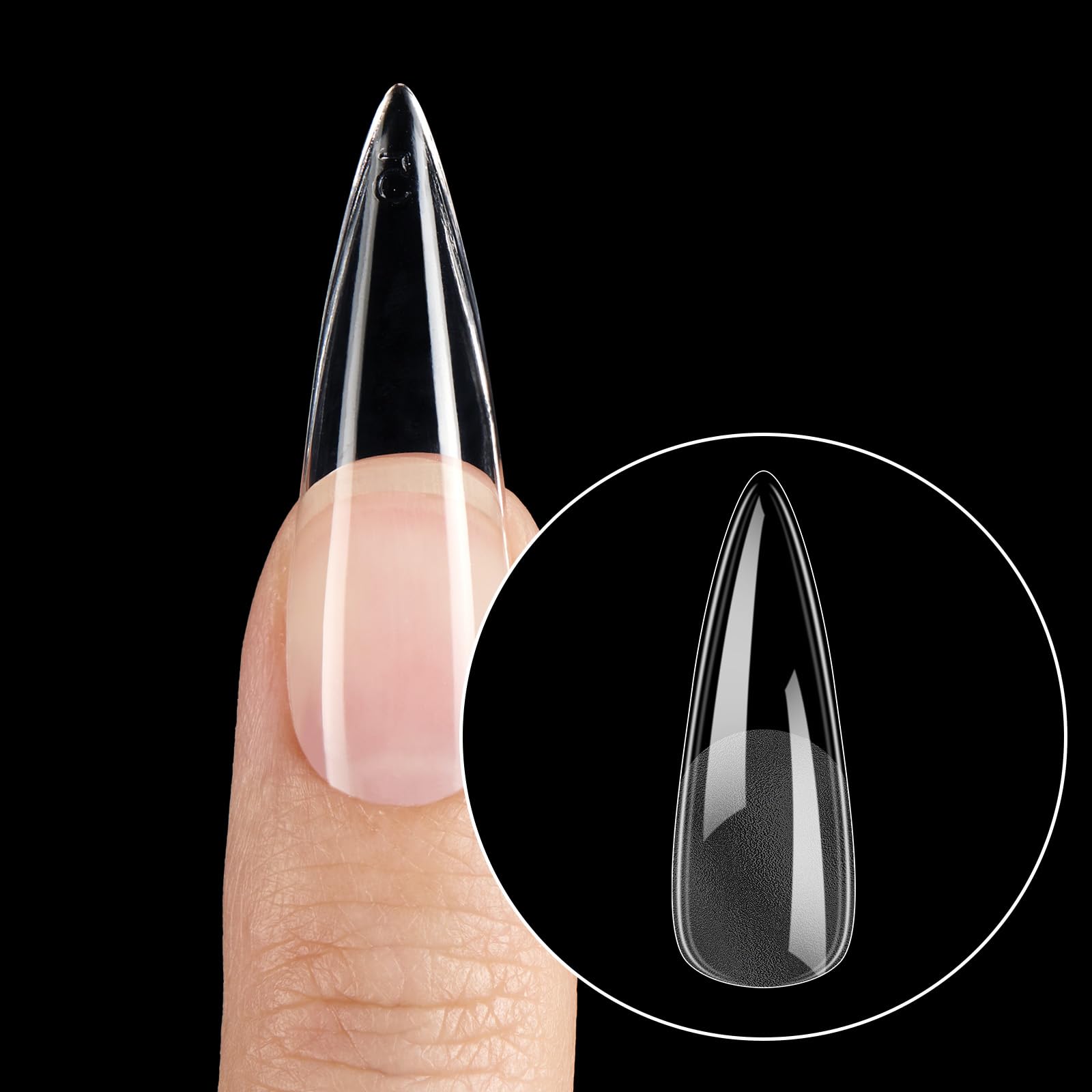 Beetles Gel Nail Tips Etch-X Stiletto Medium, 288Pcs, 12 Sizes – Pre-Etched Full Cover Tips for Easy DIY Extensions
