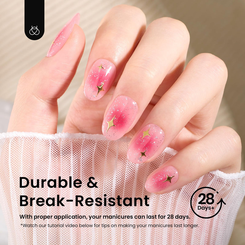 Beetles Gel Nail Tips Short Oval – 288Pcs Pre-Shaped Half Matte Press-On Nails for DIY Extensions