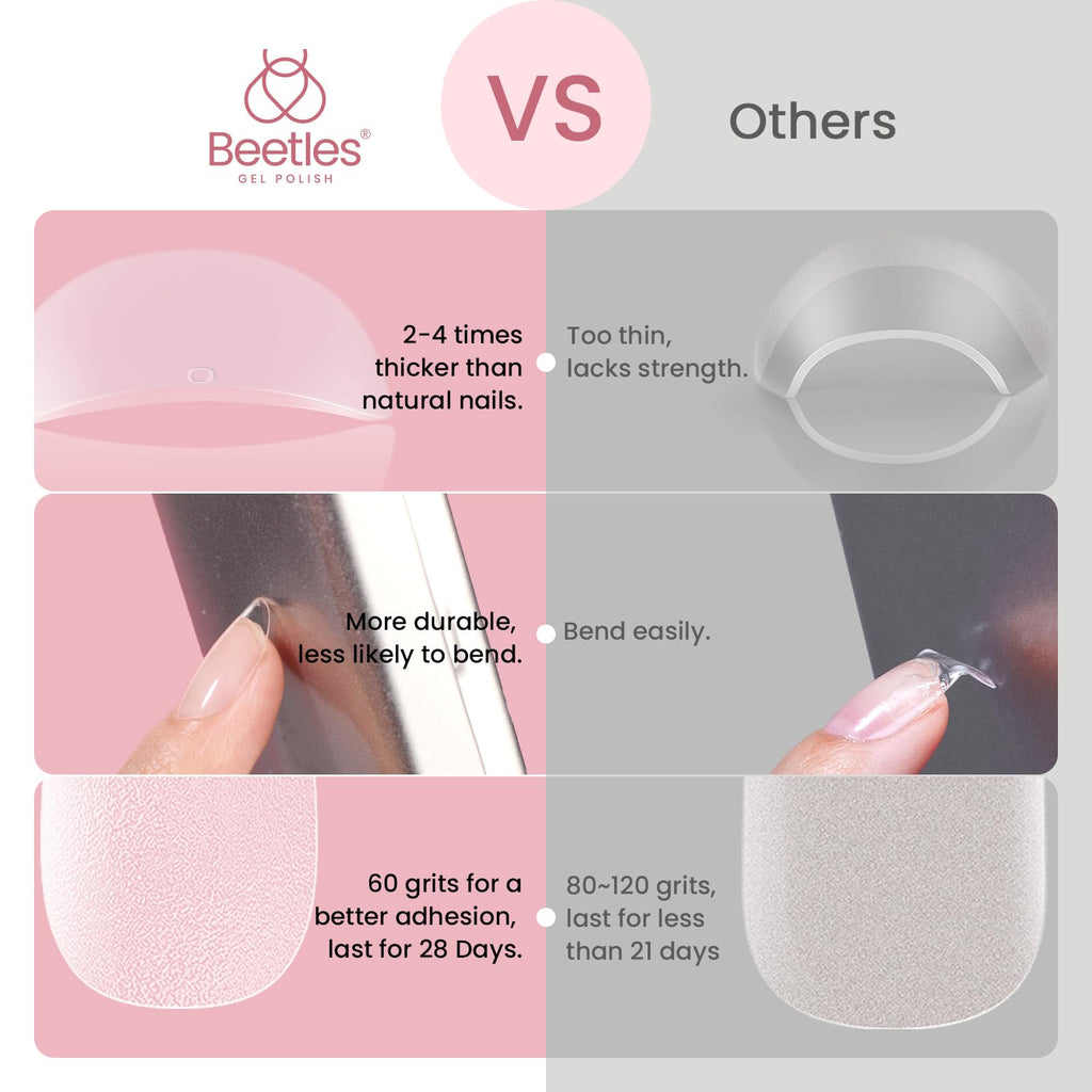 Beetles Gel Nail Tips Short Oval – 288Pcs Pre-Shaped Half Matte Press-On Nails for DIY Extensions