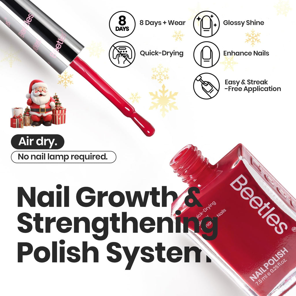Beetles Red Nail Polish Set Blazing Rose – 6-Color Quick-Dry Glossy Nails