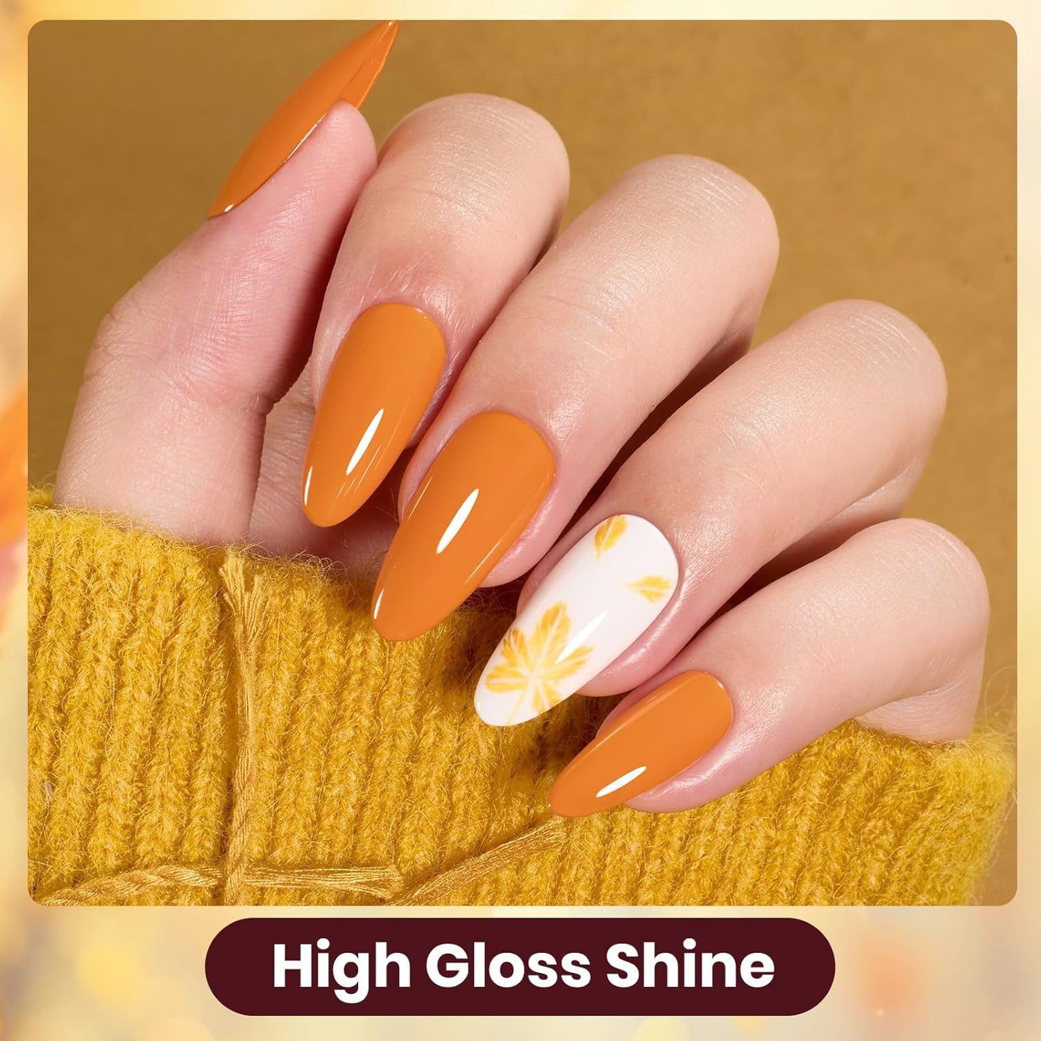 Beetles Gel Nail Polish Set – Golden Blessing (6 Autumn Shades: Red, Yellow, Brown, Glitter Orange-Gold)