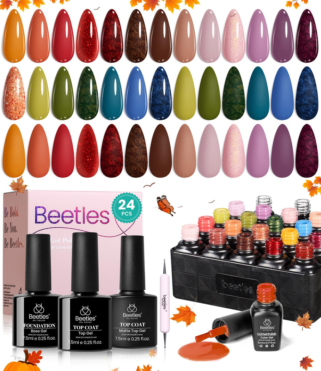 Beetles Gel Polish Set - Toy Eden 20-Color UV Gel Nail Kit with Base & Top Coats