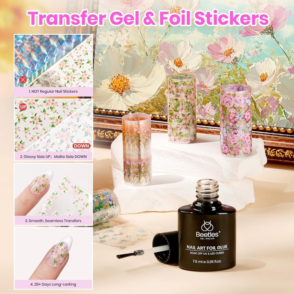 Beetles Gel Polish Kit – 36 Colors Pastel & Glitter UV Gel Manicure Set with Foil Glue and Top Coat