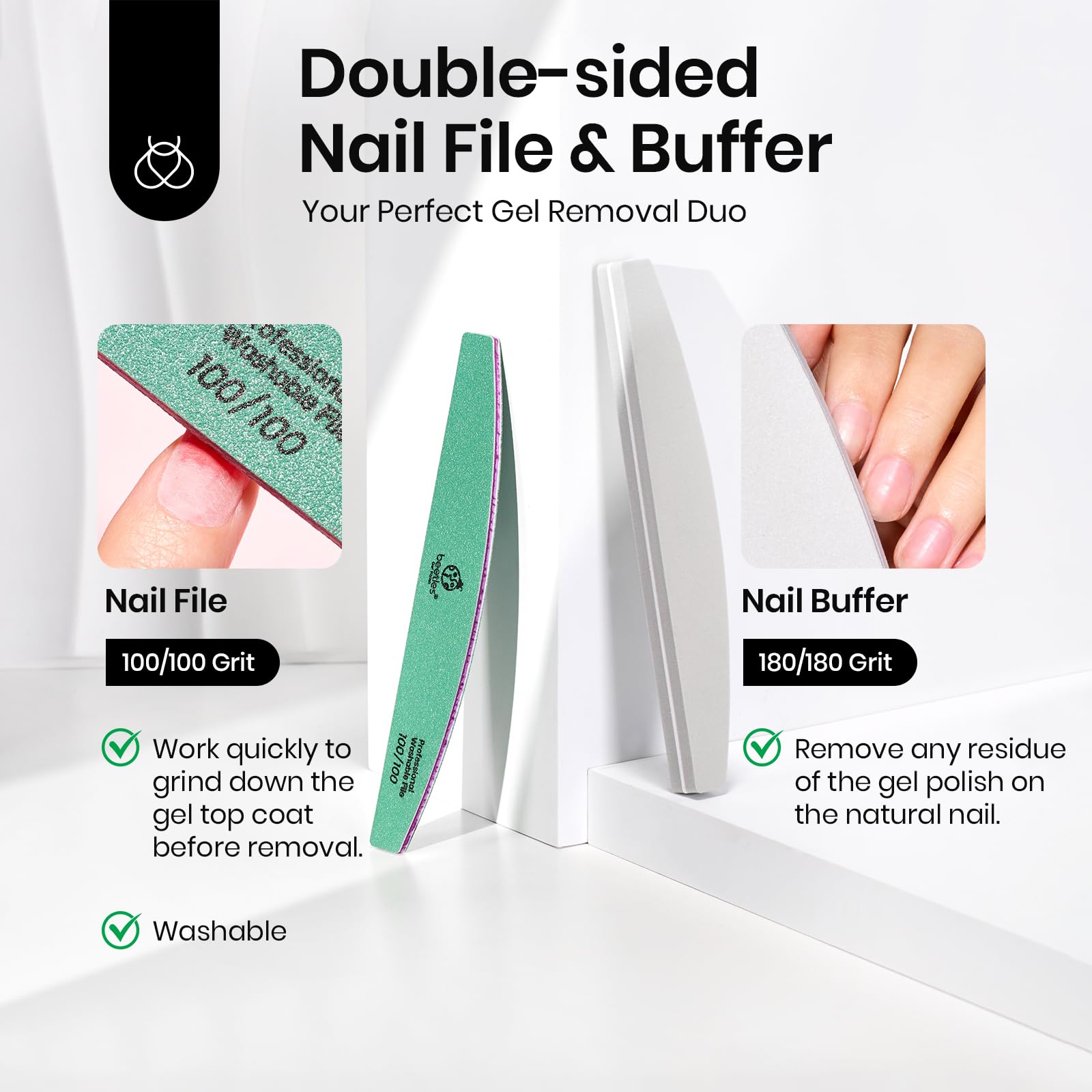 Beetles Gel Polish Remover Kit – 450 Lint-Free Wipes, 10 Remover Clips, Cuticle Oil, Pusher & Nail File