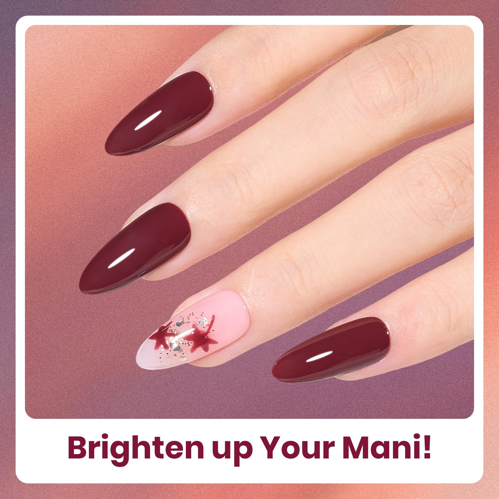 Beetles Gel Nail Polish Set – 6-Piece Burgundy, Plum, Nude & Gold Glitter for Home Salon