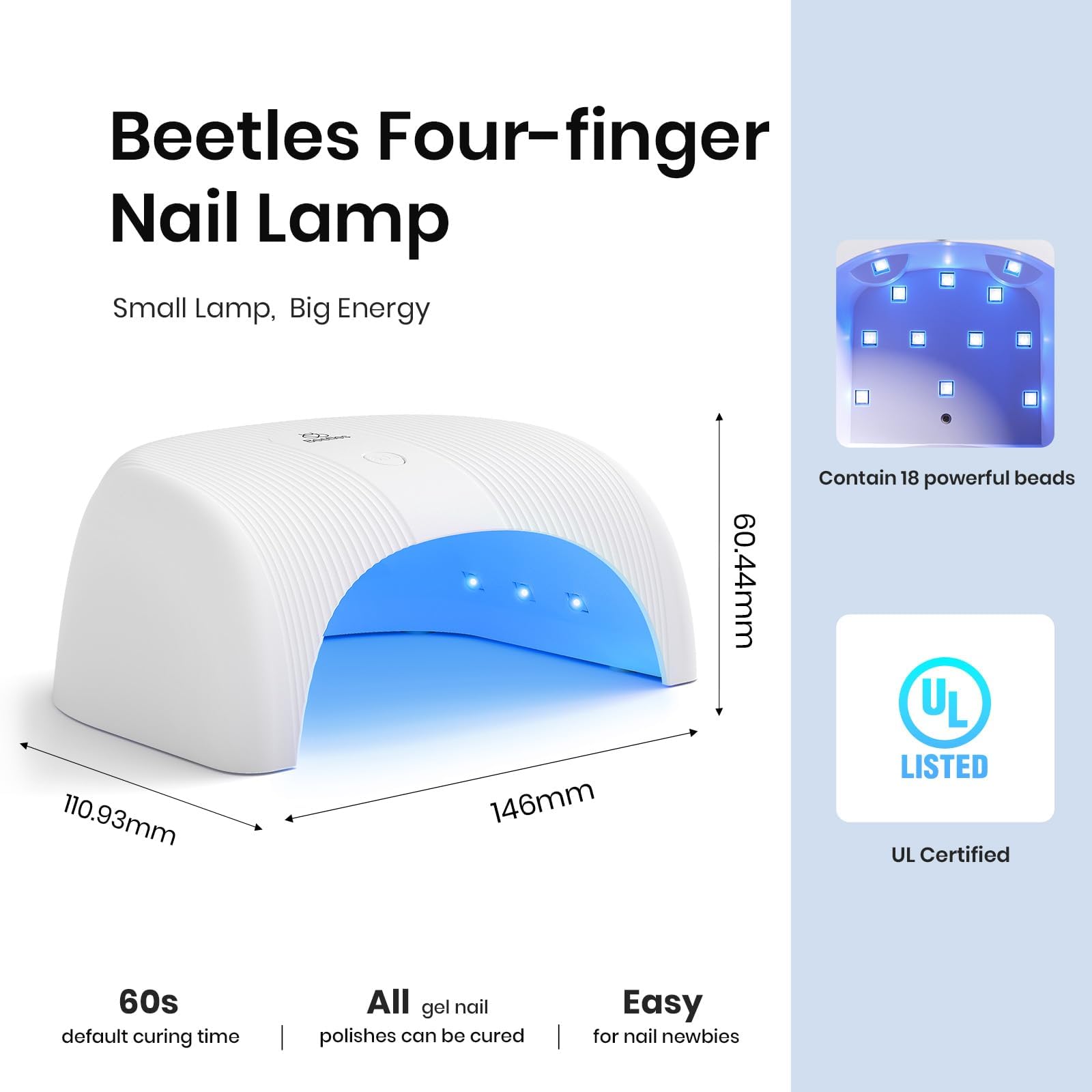 Beetles Gel Polish UV LED Nail Lamp — Fast-Drying, Compact Nail Dryer with Timer