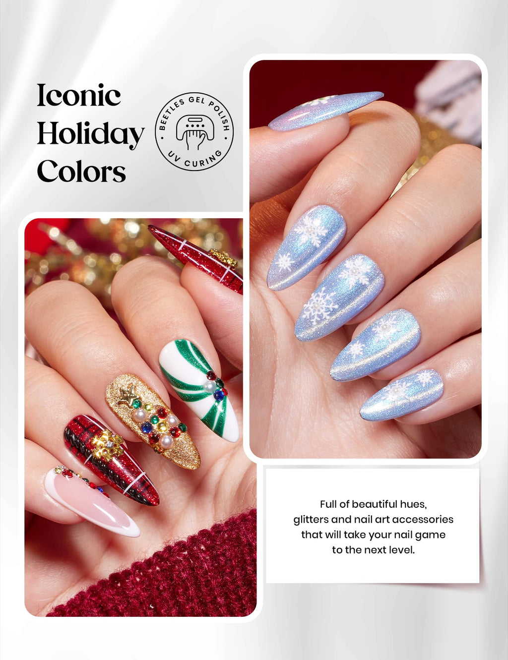Beetles Gel Polish Merry Glitzmas Gift Box 2025 – Festive Nail Art Set with Mini LED Lamp