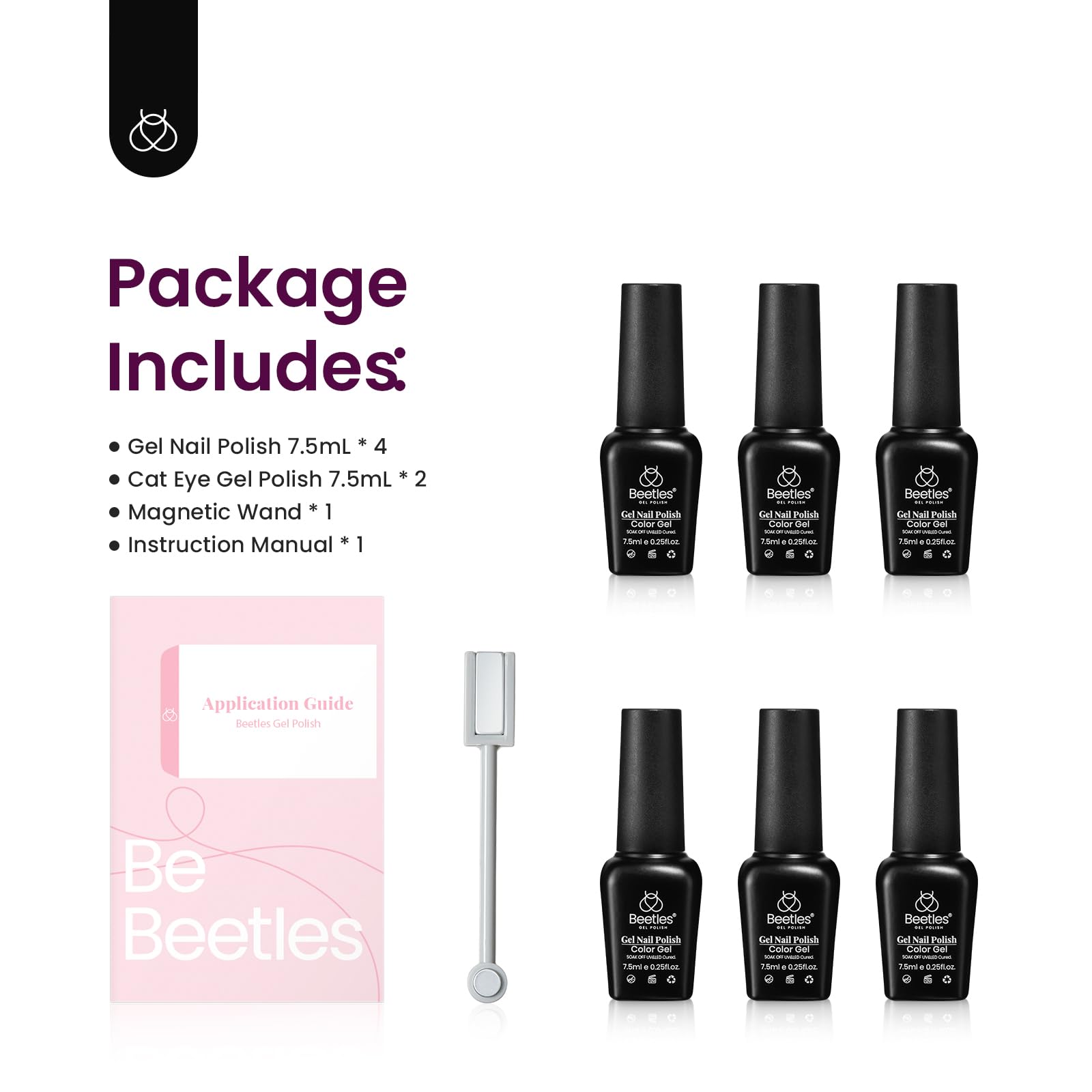 Beetles Cat Eye Gel Nail Polish Set – 6 Magnetic UV Gel Colors