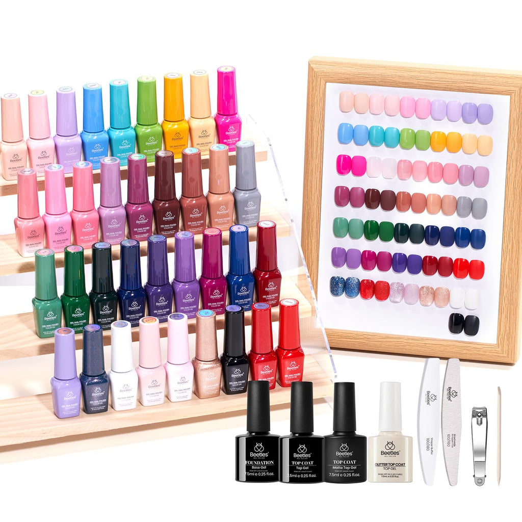 Beetles Gel Polish Shifting Lights – 36-Color UV/LED Set with Base & Top Coats