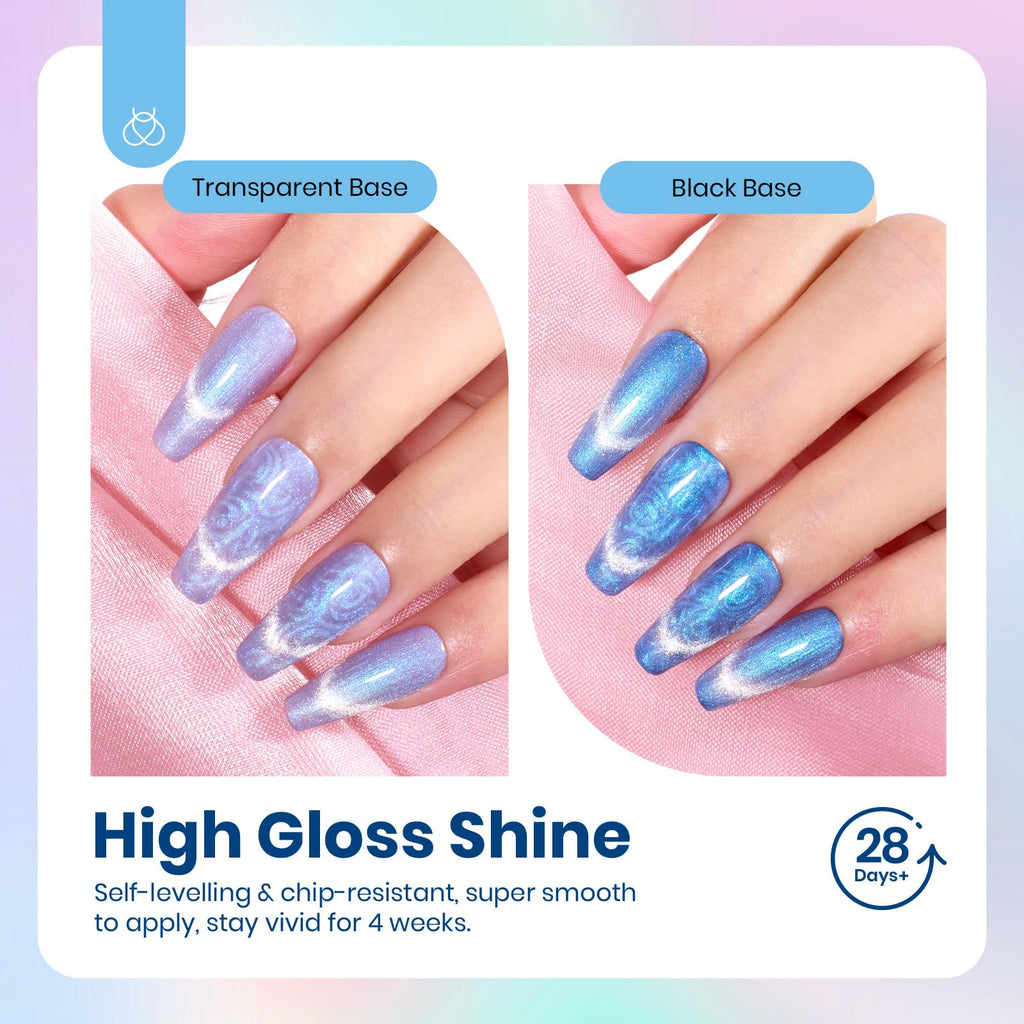 Beetles Pearl Gel Nail Polish Set – 6 Colors Cat Eye Holographic with Magnet | Velvet Finish