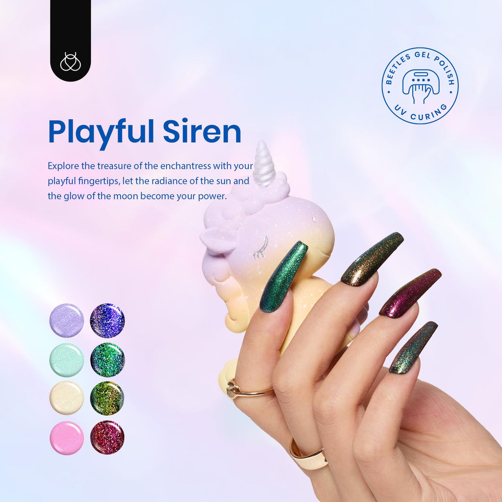 Beetles Glitter Gel Nail Polish Set – 6 Shimmering Colors for DIY Manicure, UV/LED Soak-Off