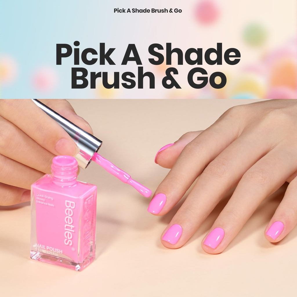 Beetles Glitter Neon Nail Polish Set – 12 Quick-Dry Neon Glitter Colors for DIY Nails