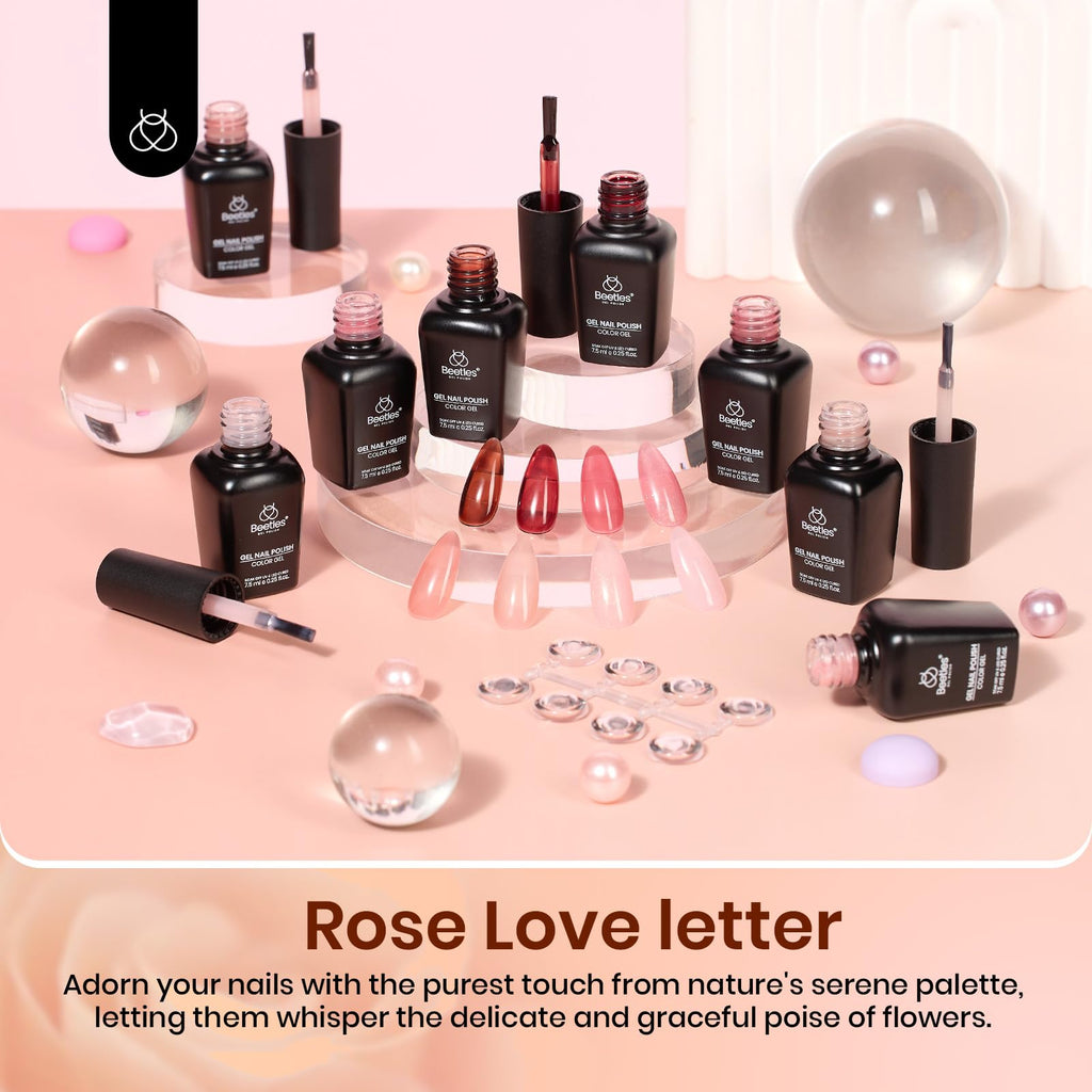 Beetles Pink Jelly Gel Nail Polish – Sunset Rose 8-Piece Nude & Rose Gift Set