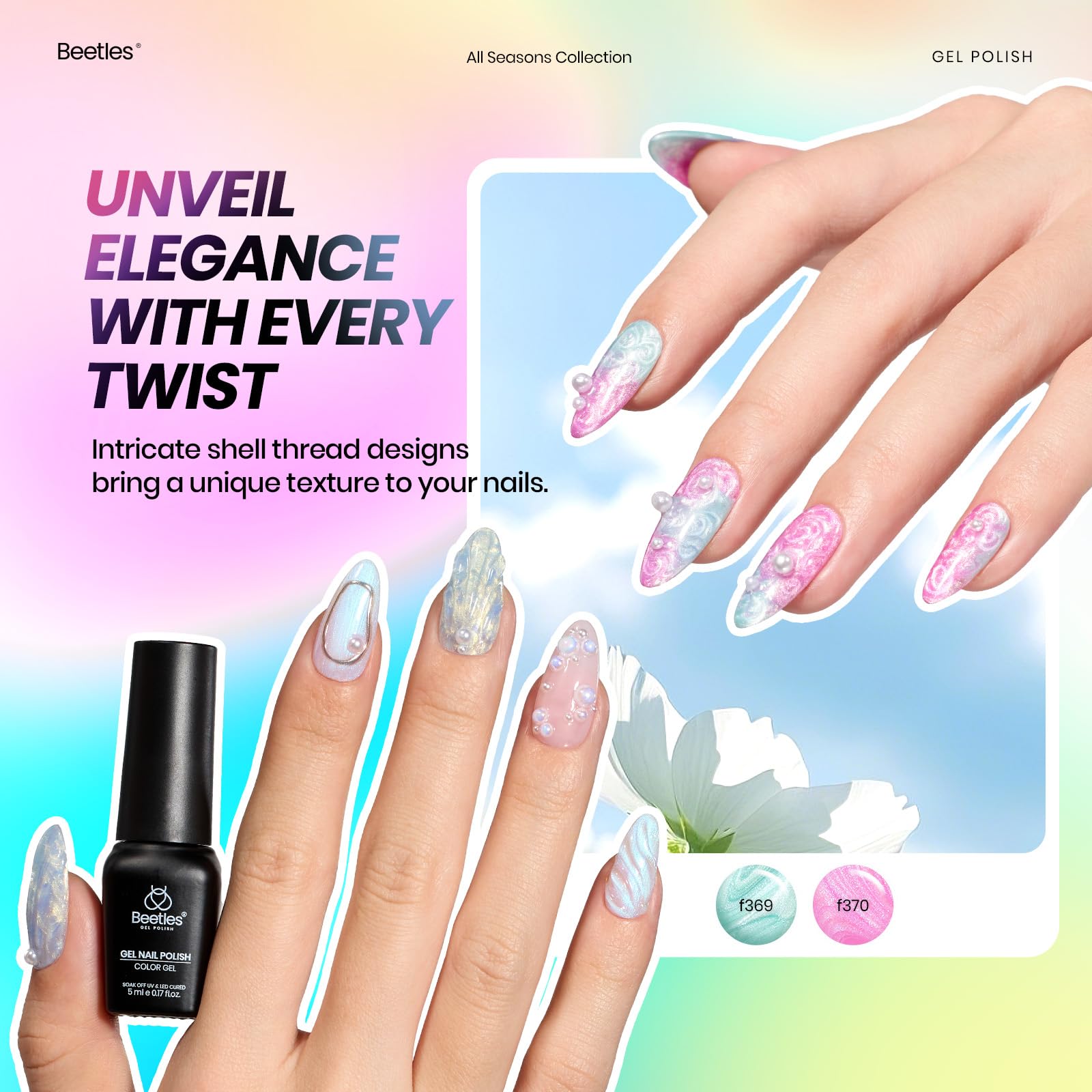 Beetles Spring Gel Nail Polish Set – 53 Pcs, 48 Colors, Base & Top Coats, Nail Magnetic