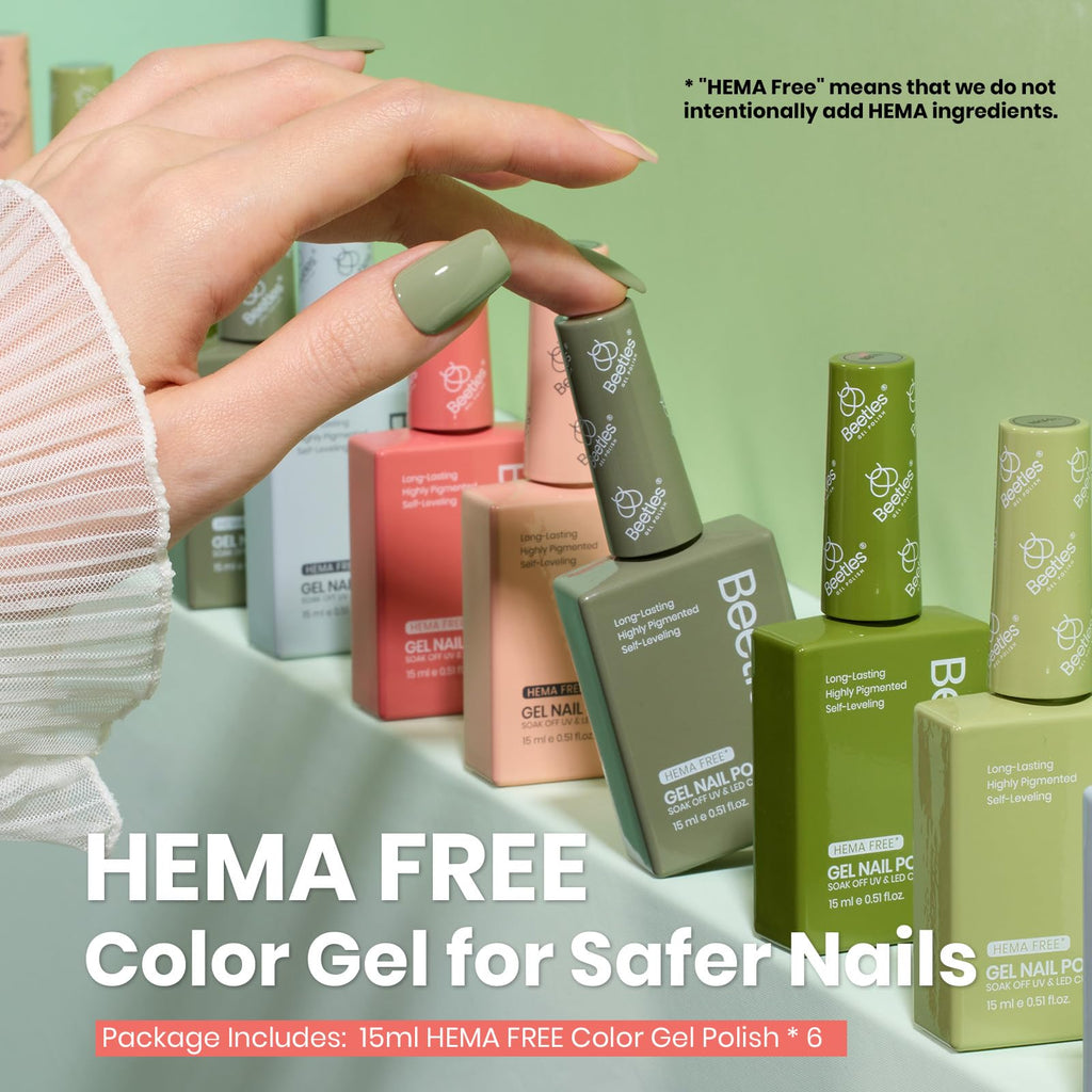 Beetles Spring Gel Polish Set – 6 HEMA-Free Colors (15ml) for UV/LED Nail Lamp
