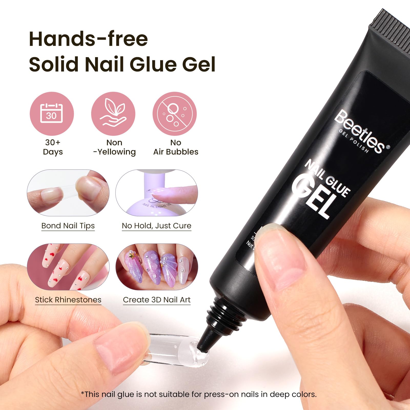 Beetles Gel Nail Kit Medium Coffin with Primer, Dehydrator & 576 Half Matte Tips + Mini Lamp