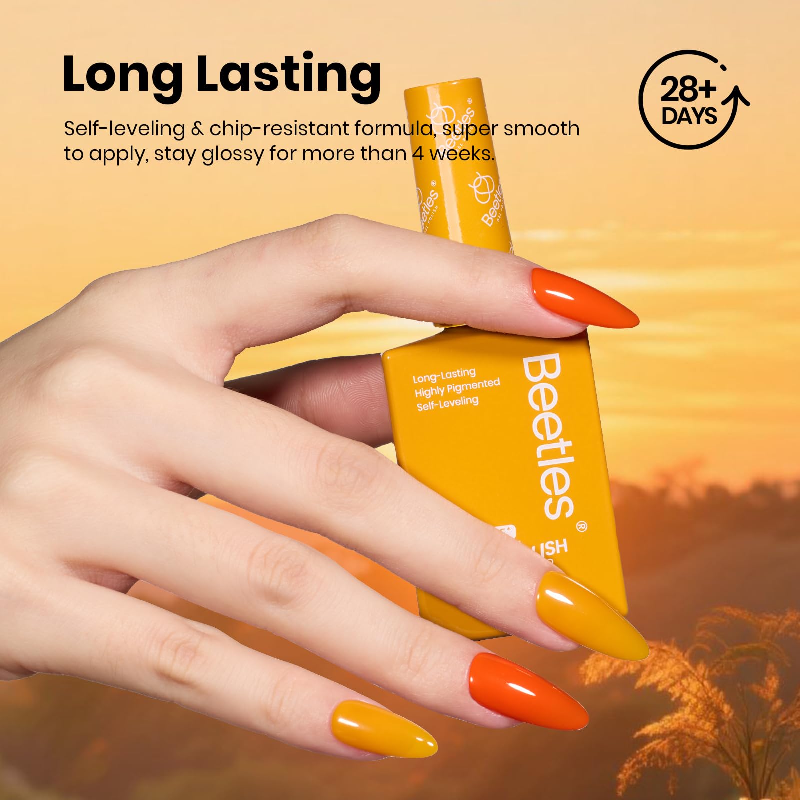 Beetles Hema-Free Gel Polish Set – 6x15ml Golden Hour Color Collection (Burgundy to Green) | UV/LED Soak-Off