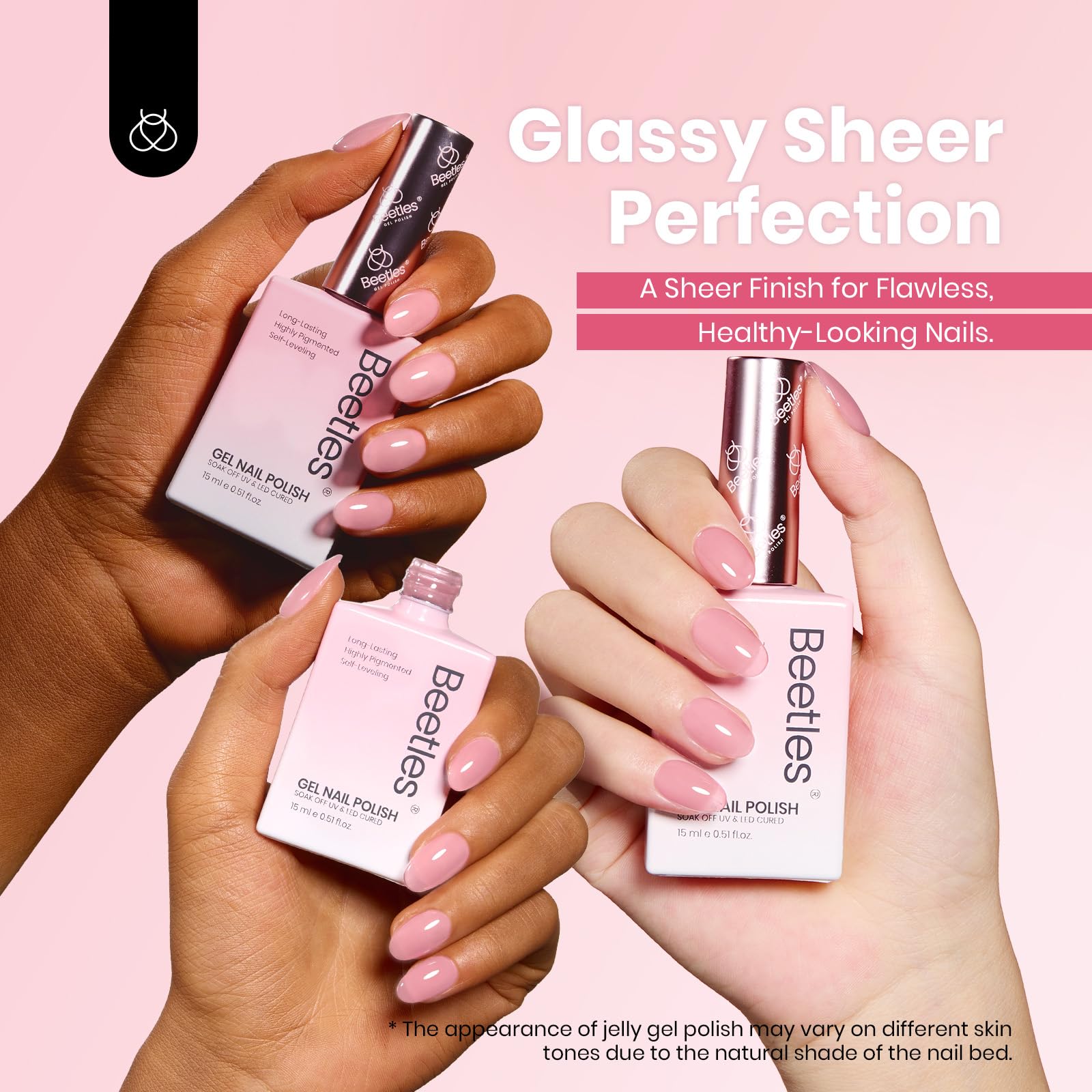 Beetles Jelly Gel Nail Polish Set – 6 Colors, 15ml, HEMA-Free, Up to 28 Days
