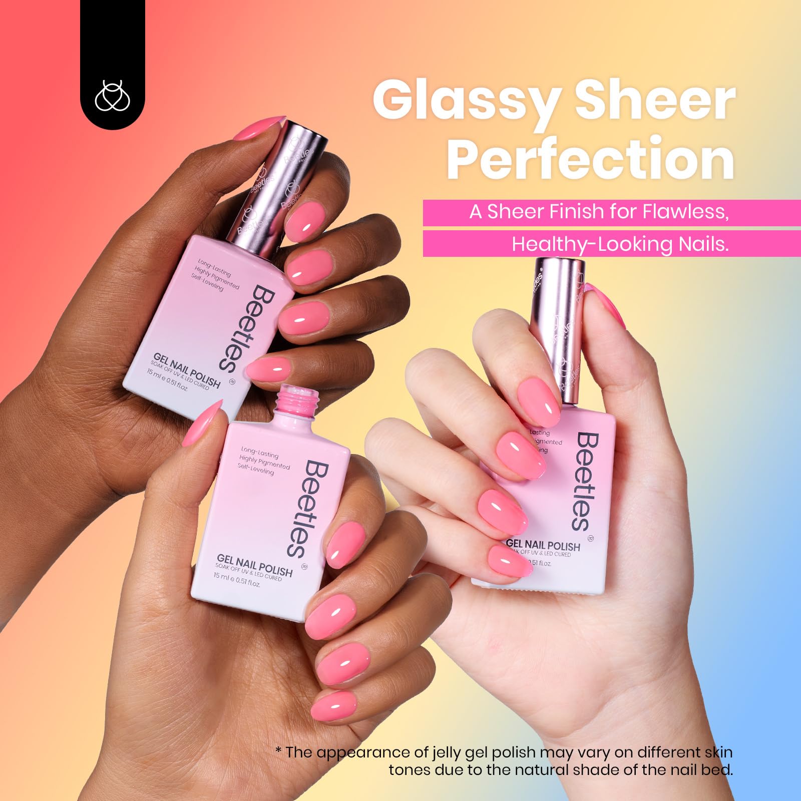 Beetles Jelly Gel Nail Polish Set – 6 Neon Colors, HEMA Free, 15ML