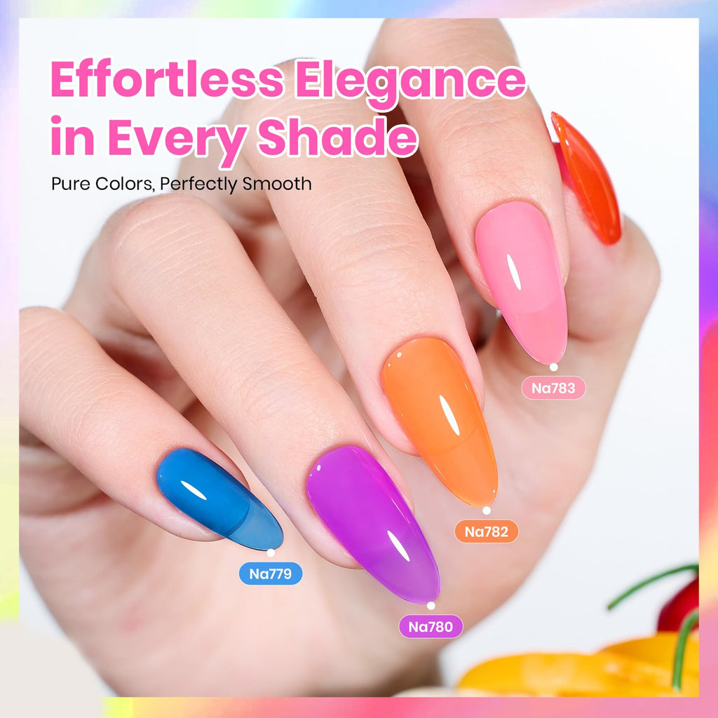 Beetles Jelly Gel Nail Polish Set – 6 Neon Colors, HEMA Free, 15ML