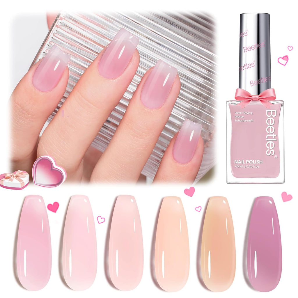 Beetles Jelly Nail Polish Set – 6 Quick-Dry Velvet Glow Shades