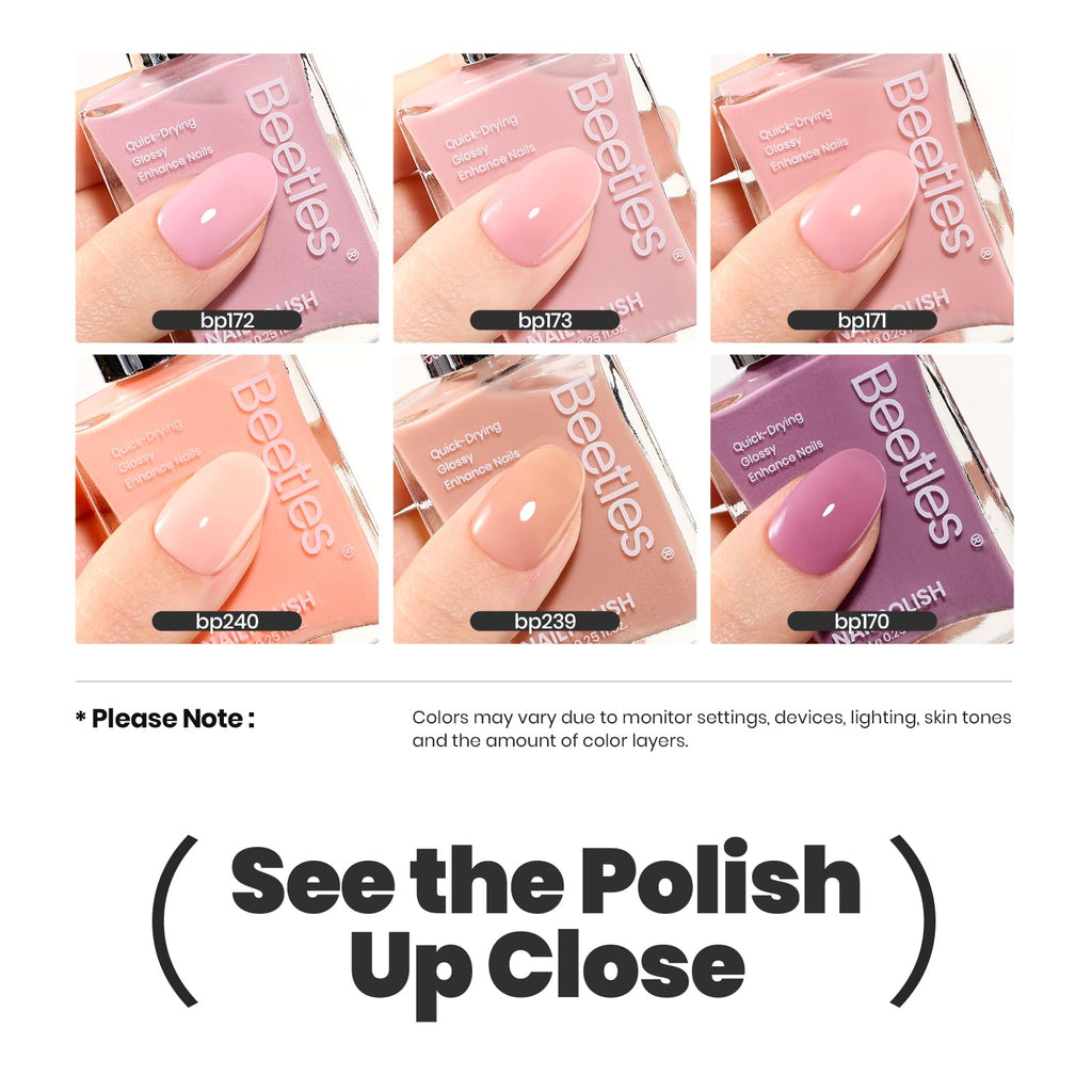 Beetles Jelly Nail Polish Set – 6 Quick-Dry Velvet Glow Shades