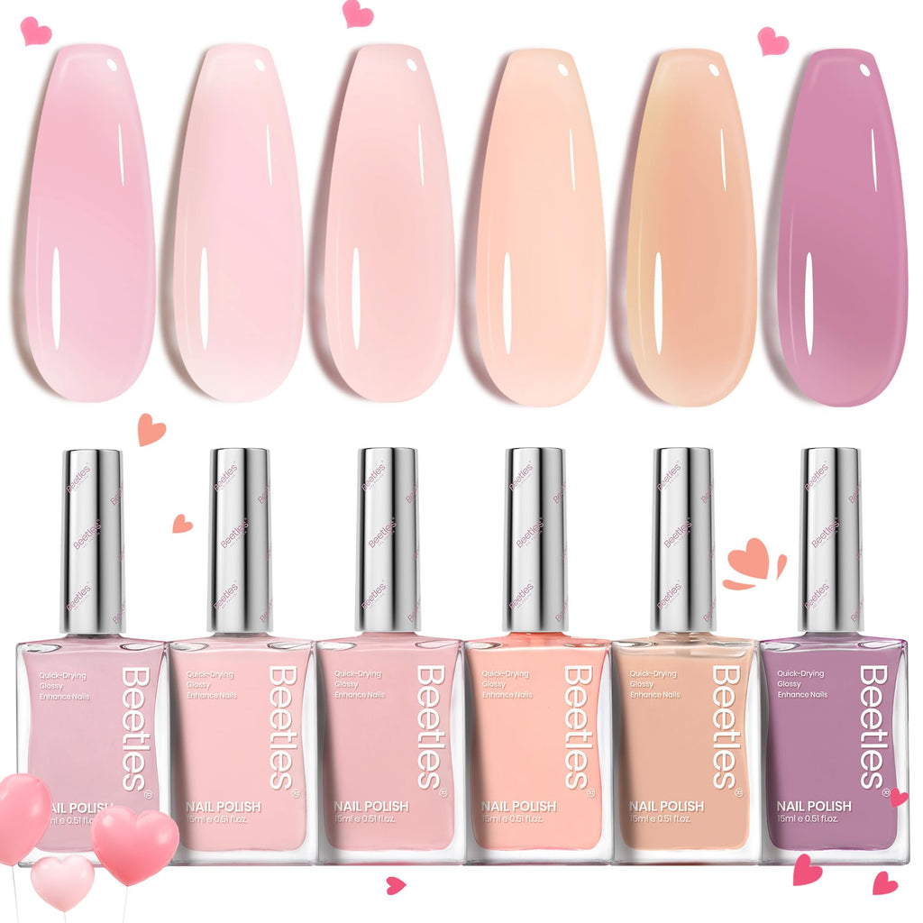 Beetles Jelly Nail Polish Set – 6 Quick-Dry Velvet Glow Shades