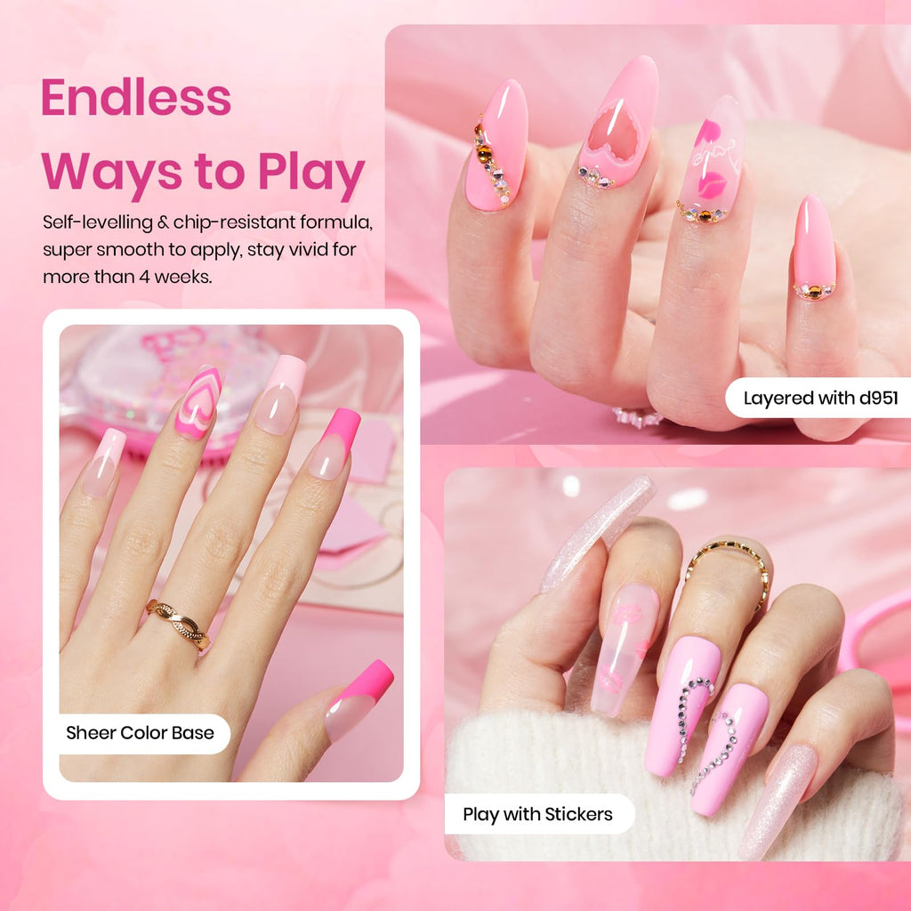 Beetles Pink Gel Nail Polish Set – 6 Pink Shades, Soak-Off UV/LED