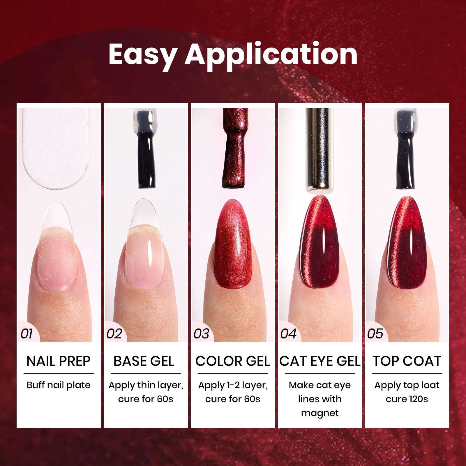 Beetles Jewel Parade Cat Eye Gel Nail Polish Set – 6 Color Magnetic Glitter Kit for UV/LED