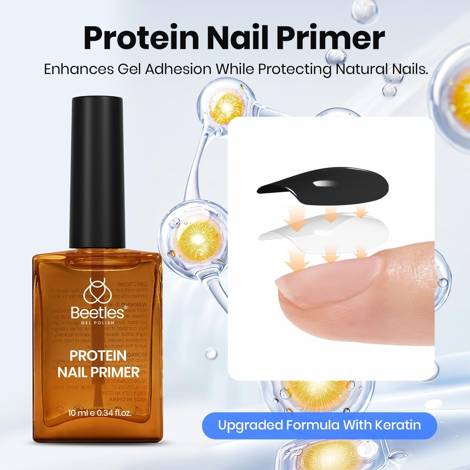 Beetles Gel Nail Prep Kit - 3Pcs Dehydrator & Primer, HEMA-Free & Acid-Free, Long-Lasting Adhesion