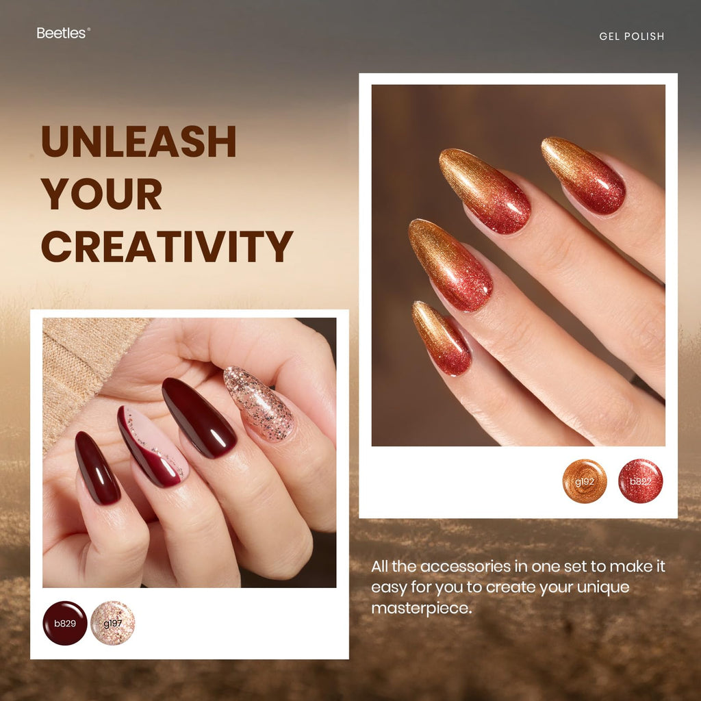 Beetles Gel Nail Polish Set – 20 Colors with Base & Top Coat (UV/LED)