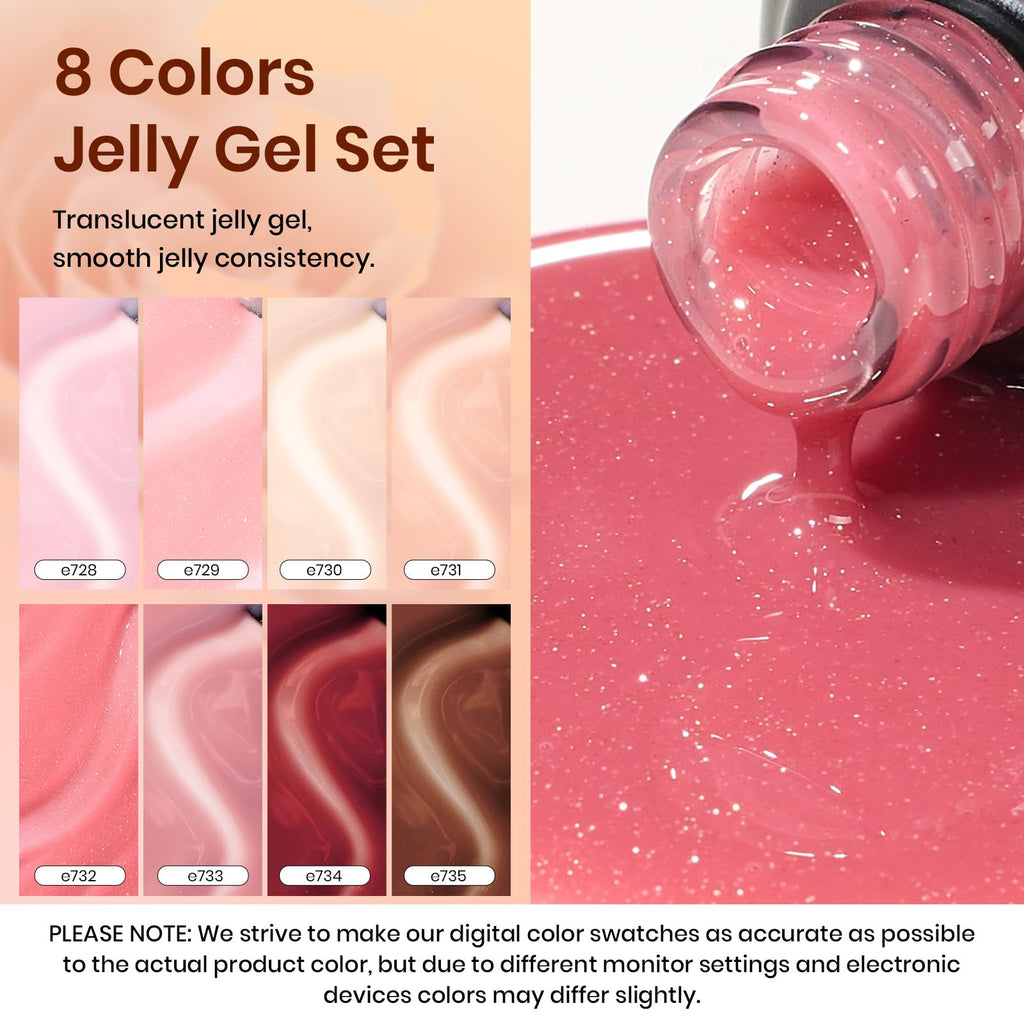 Beetles Pink Jelly Gel Nail Polish – Sunset Rose 8-Piece Nude & Rose Gift Set