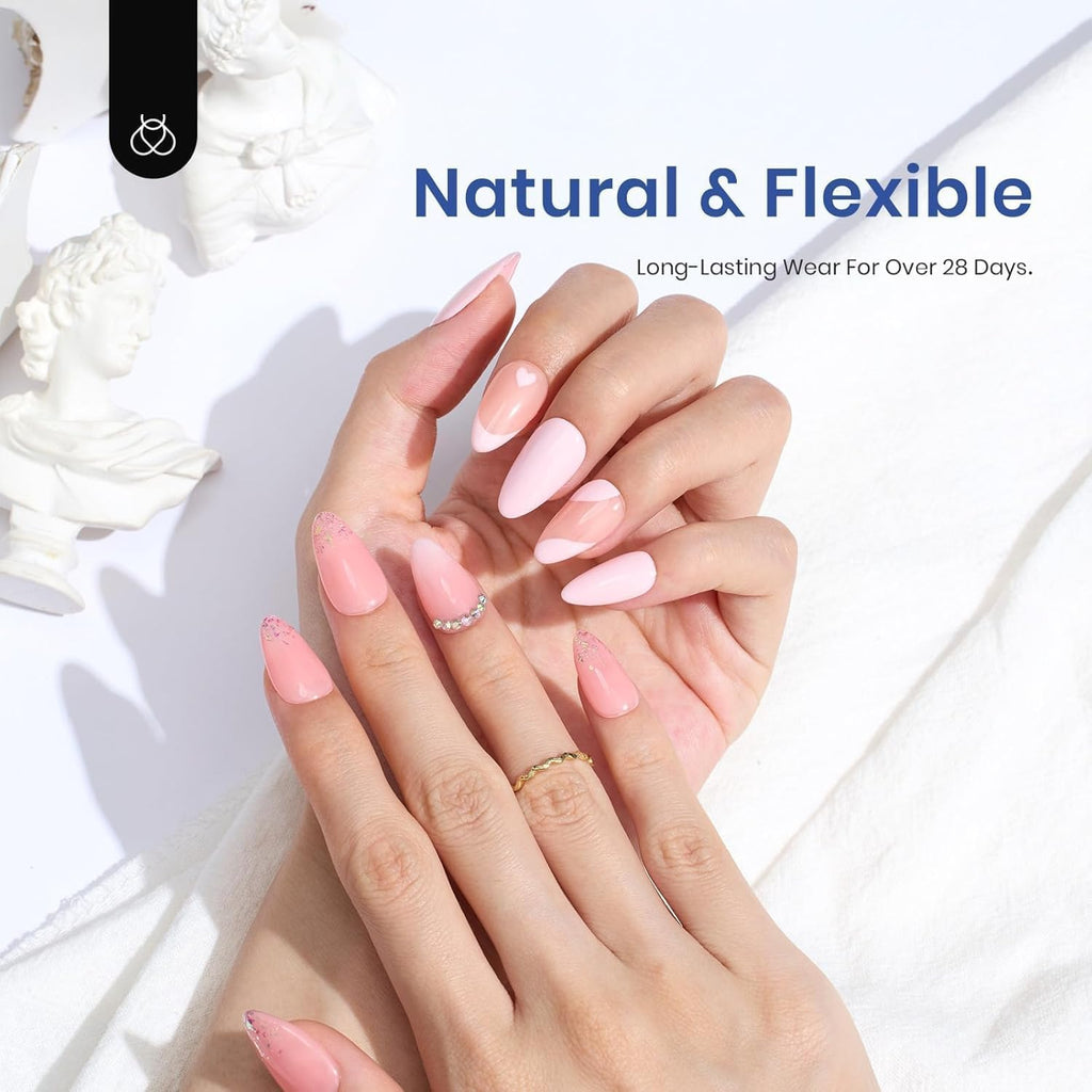 Beetles Gel Nail Kit Amond Shape – 504Pcs Tips, 9-in-1 Glue Gel, Mini UV/LED Lamp