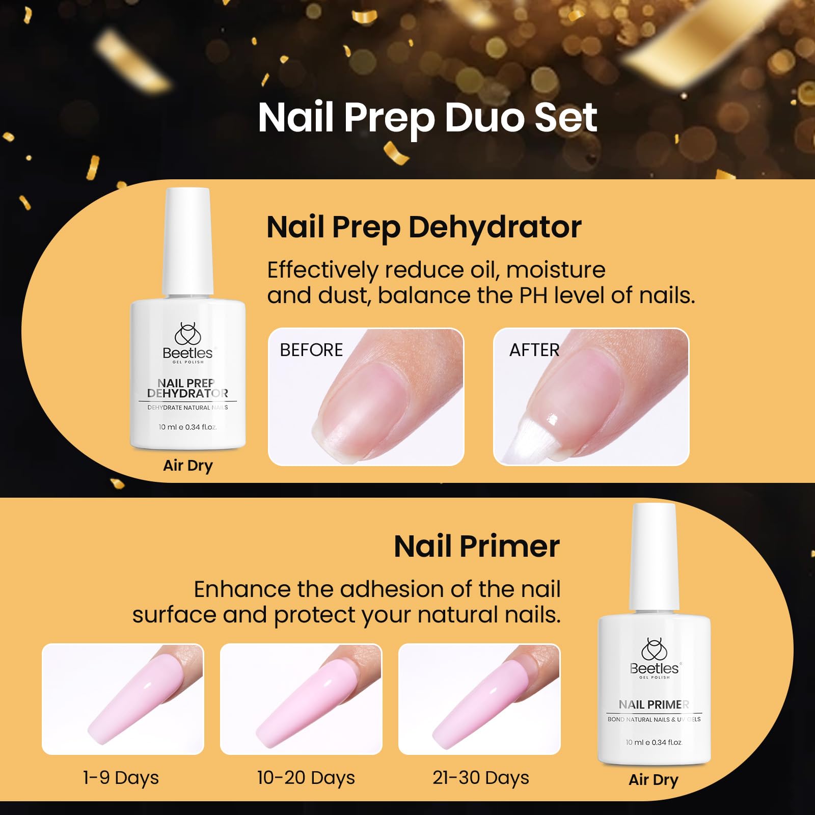 Beetles Gel Nail Kit Short Almond Gift Spree – 576Pcs Tips, Dehydrator & Primer + Mini Lamp
