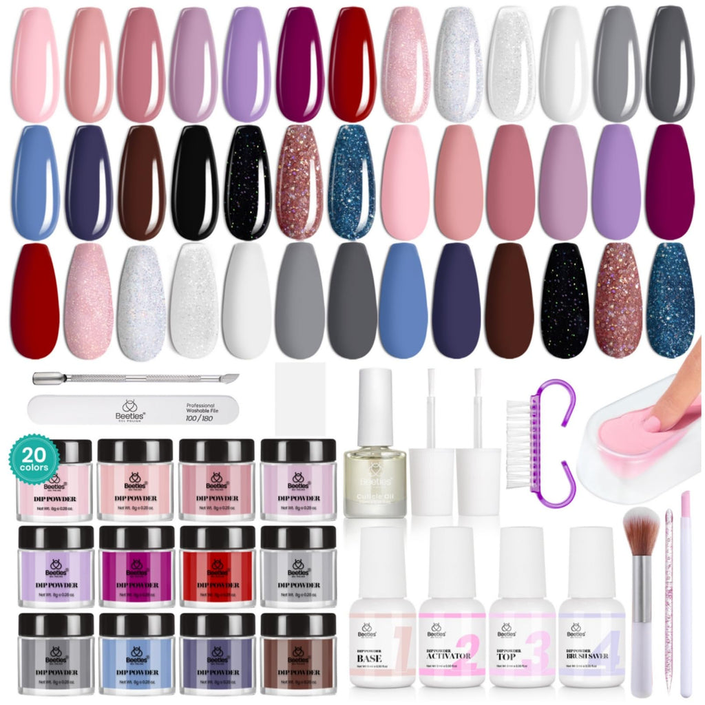 Beetles Gel Polish Dip Powder Nail Kit Starter – Modern Muse Collection, 20 Colors + Base Top Activator