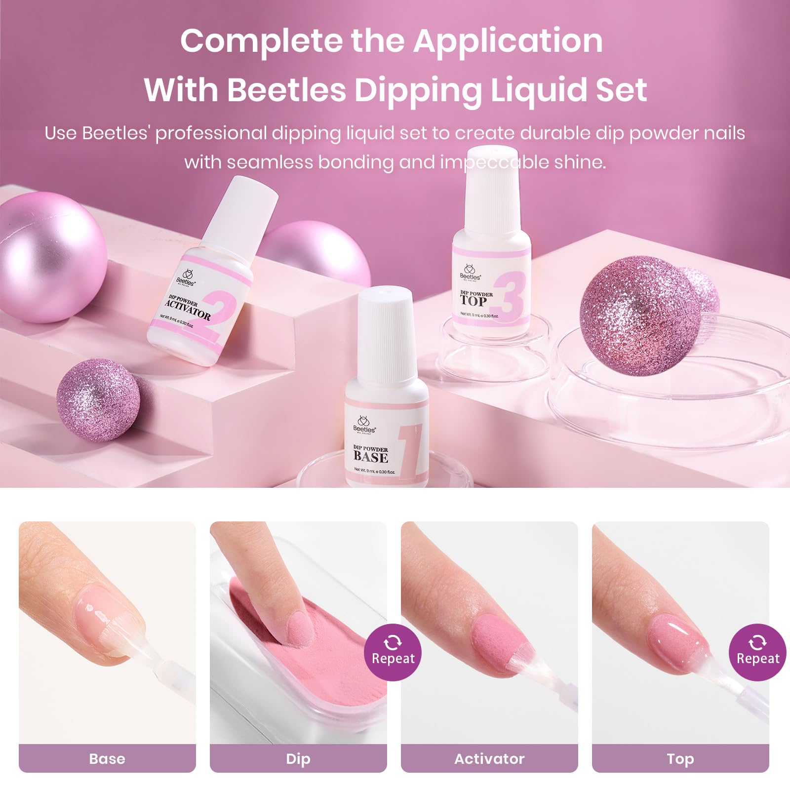 Beetles Gel Polish Dip Powder Nail Kit Starter – Modern Muse Collection, 20 Colors + Base Top Activator