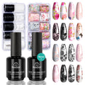 Beetles Nail Foil Glue Gel 2x15ml + 20 Lace Flower Butterfly Stickers | LED Lamp DIY Manicure