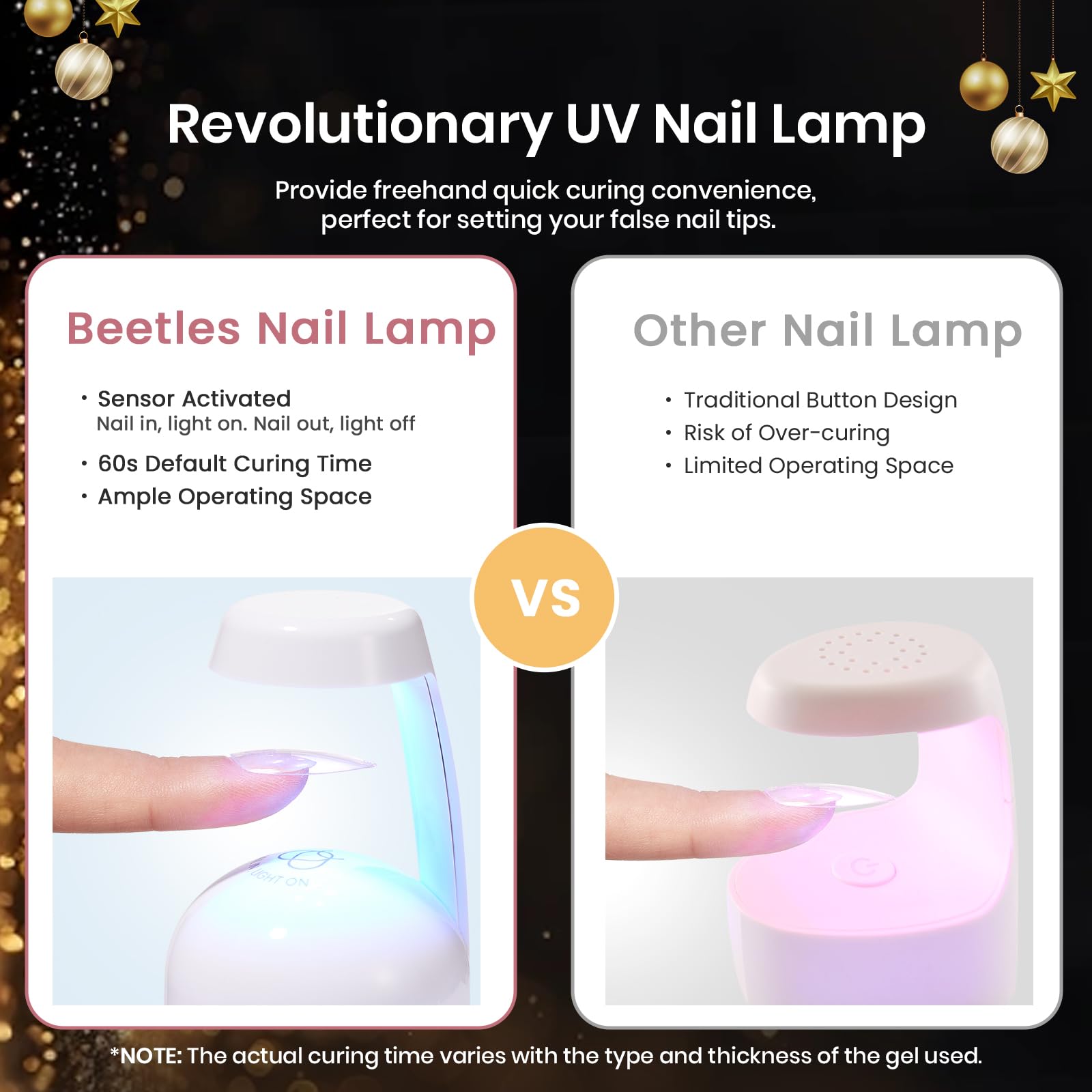 Beetles Gel Nail Kit Short Almond Gift Spree – 576Pcs Tips, Dehydrator & Primer + Mini Lamp