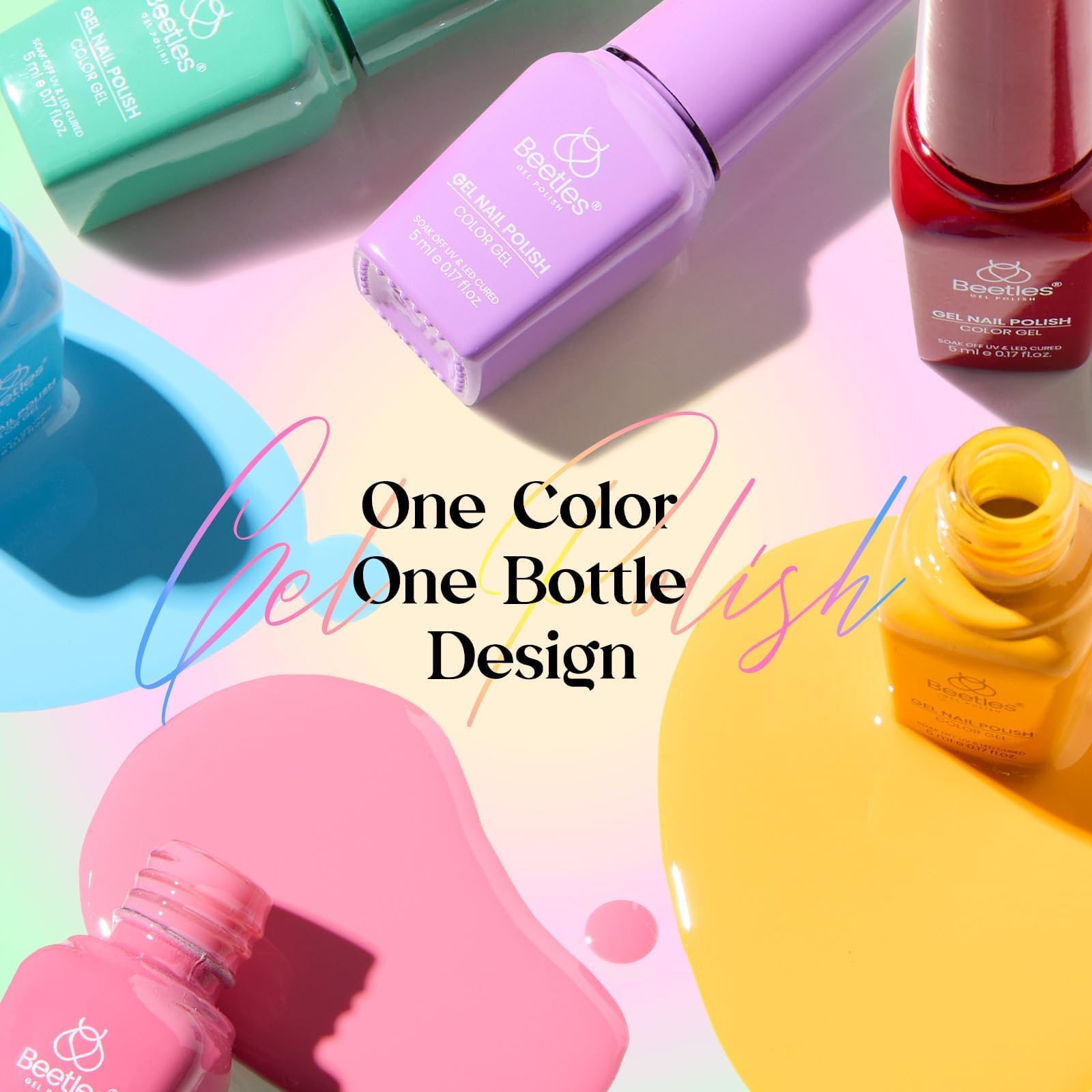 Beetles Gel Nail Polish Kit with UV Light – 25 Colors Valentine Set, 45 Pcs DIY Manicure Kit