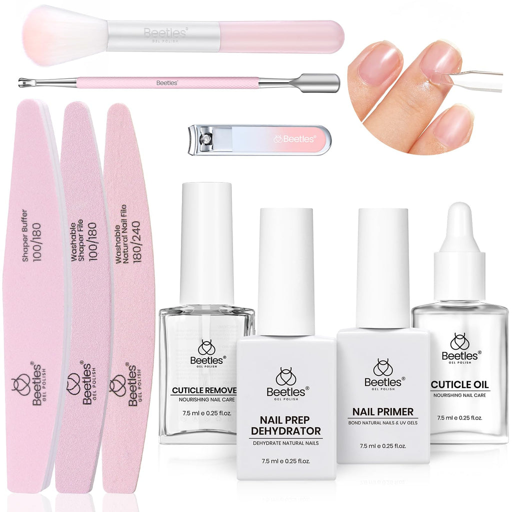 Beetles Nail Prep Kit – All-In-One 10-Tool Set with Dehydrator, Primer & Cuticle Care